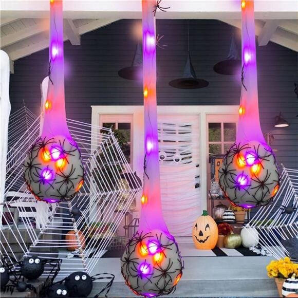 3.2FT Halloween Decoration Hanging Light Up Spider Egg Sacs 3 Packs, Gift - Picture 7 of 8